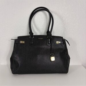 Henri Bendel Carlyle Black Pebbled Leather Large Satchel Purse